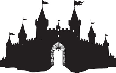Obraz premium Medieval Castle & Lion Crest SVG
