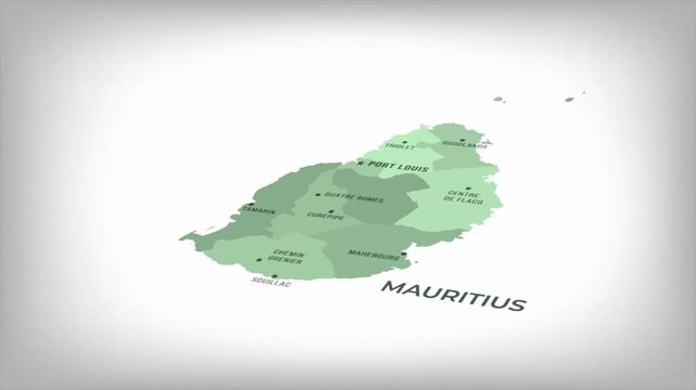 Animated Map of MAURITIUS with states Borders and Major Cities Positions