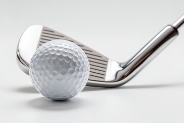 Golf Ball and Iron on White Background