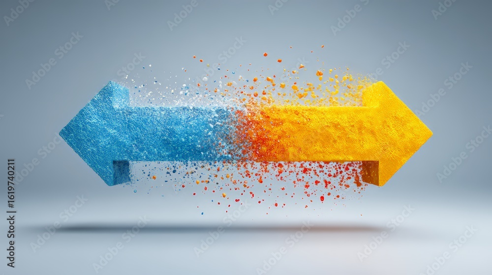 Poster dynamic color arrows in vibrant hues representing motion and direction.