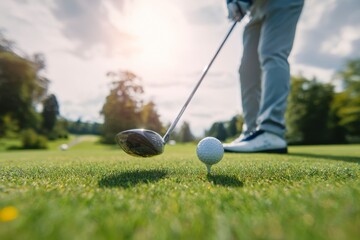 Golf Ball and Club on Tee