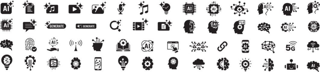 Generate AI icon. Artificial intelligence icons collection. Editable vector icon illustration.
