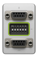 Fototapeta premium Serial communication module with DB9 connectors and DIP switches for legacy system integration