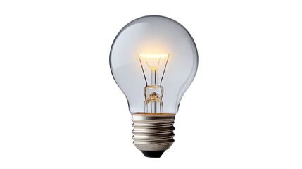 Vintage light bulb glowing on a white isolated background.