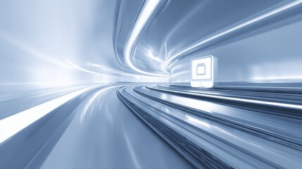 Obraz premium Futuristic technology concept with smooth, illuminated curves and digital elements.