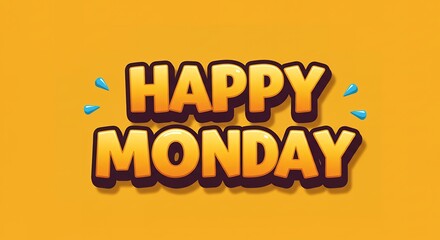 Happy Monday Cartoon Text Illustration