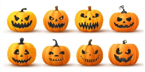 Halloween Pumpkins with Carved Faces