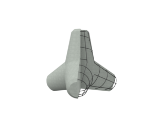 Isolated Grey Concrete Wave Breaker Tetrapod for Coastal Defense, Shore Protection and Marine Engineering Projects. High Definition PNG with Transparent Background for detailed erosion control designs