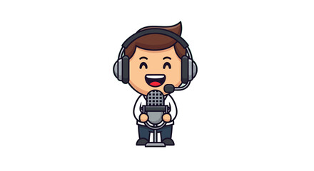 Podcast Host or Radio Broadcaster Vector Art