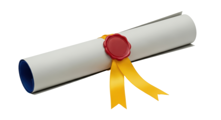 Isolated Diploma Scroll with Ribbon