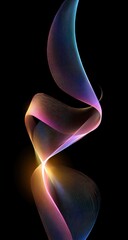 Naklejka premium Abstract swirling ribbon of vibrant colors reflected on a dark background