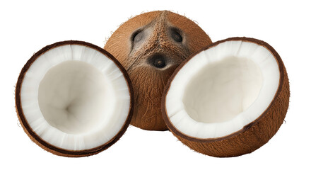 Isolated Coconut Halves and Whole
