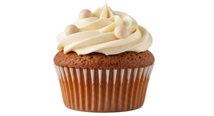 Isolated Cupcake with Frosting and Pearls