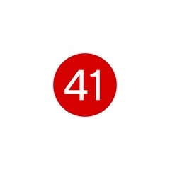 This image shows a red circle with the number  41 in white, centered on a plain white background. 