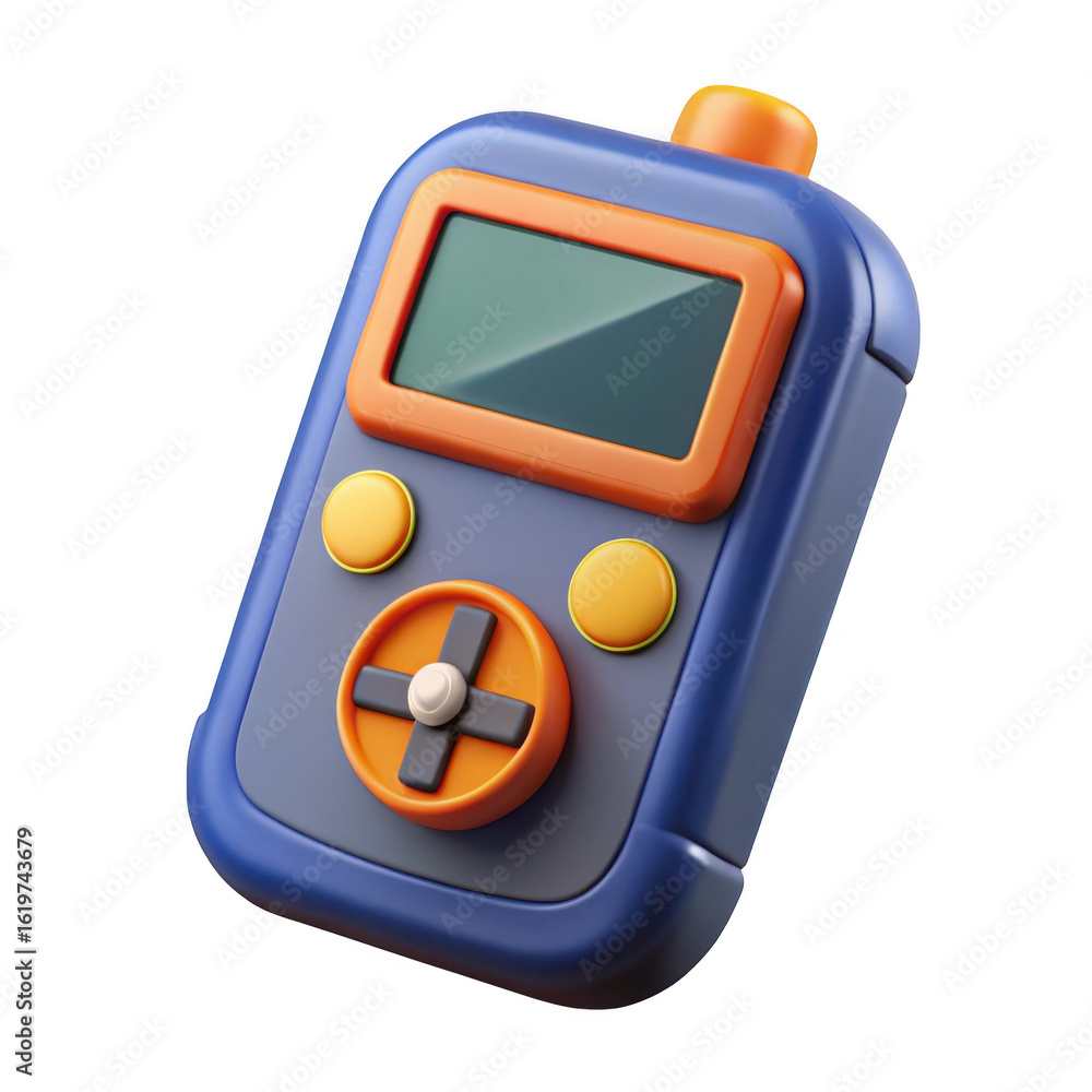 Poster 3d rendered retro handheld game console isolated on transparent background