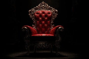 Ornate Red Throne with Gold Trim