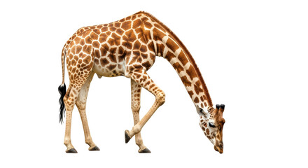 Isolated Giraffe Reaching Down