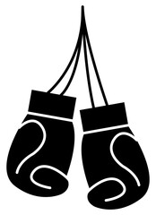 Black Silhouette Hanging Boxing Gloves After Match