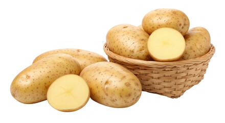 Isolated Potatoes in a Basket