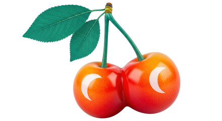 Isolated Cherry with crescent moon symbol