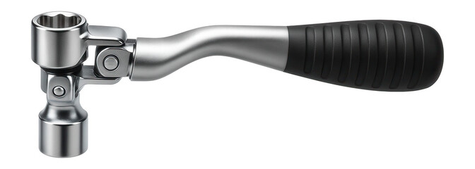 Flex socket with an angled handle for accessing tight spaces in plumbing repairs.