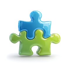 Fototapeta premium Two Interlocking Puzzle Pieces Illustration