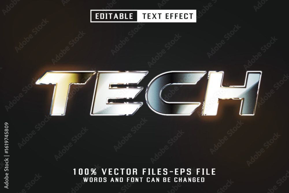 Poster tech metalic text - editable text effect