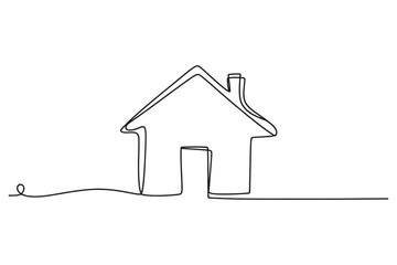 Simple House - One Line Art Vector Illustration | Continuous Line Drawing | Minimal Sketch
