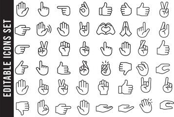 Collection of Hand Gesture Line Icons