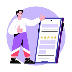 A flat style illustration showing customer review