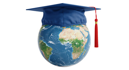 Isolated Globe Graduation Cap