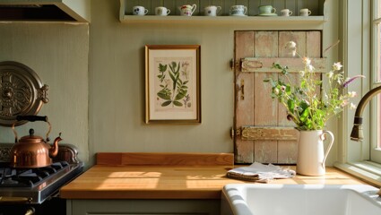 Rustic Kitchen Still Life Warm Light and Vintage Charm