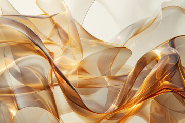 close up horizontal illustration of a shiny flowing golden wavy background