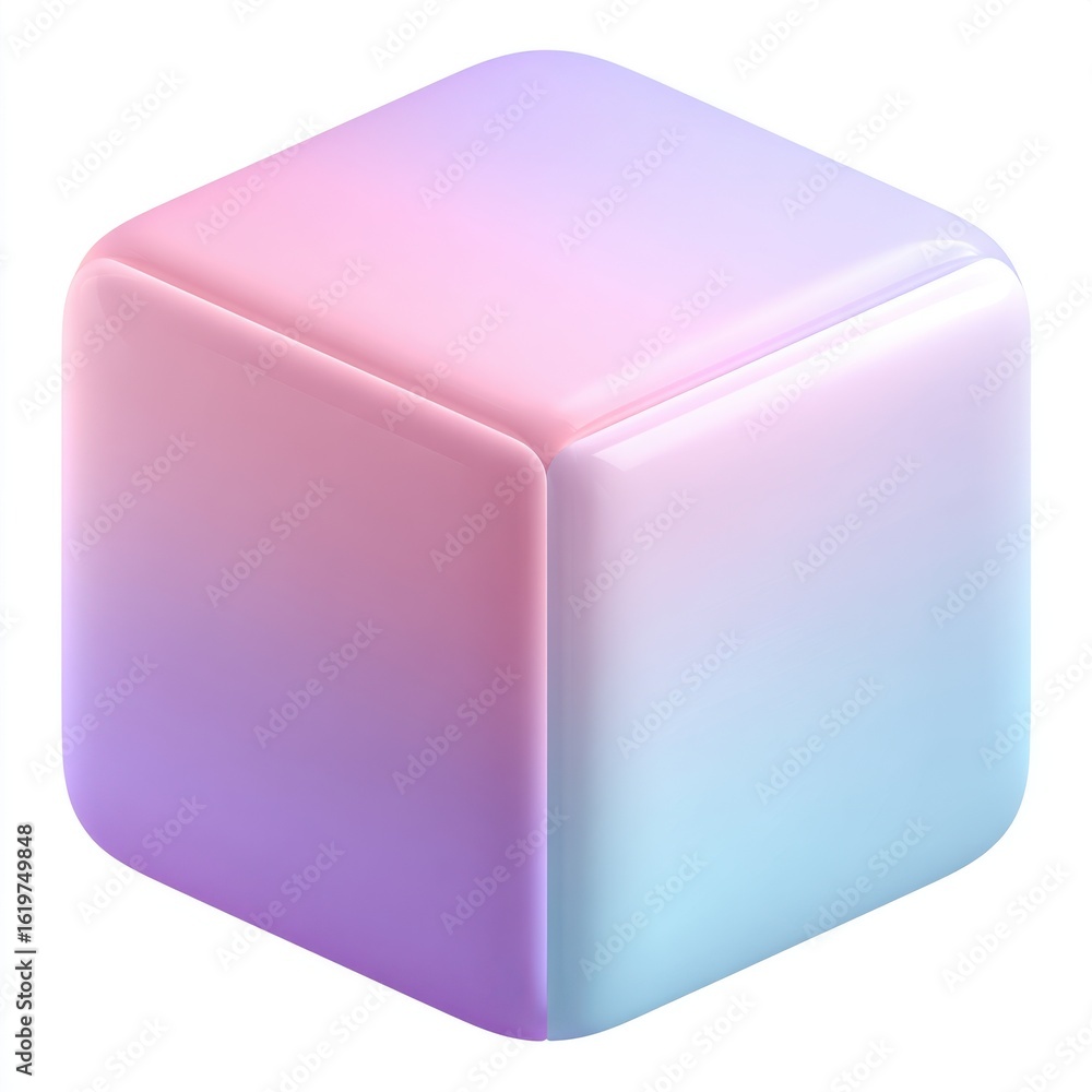 Poster ai generated image of 3d cube with pastel gradient isolated on white background