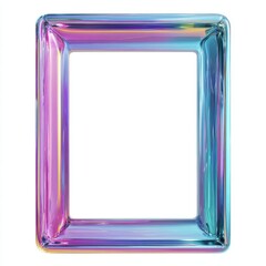 Ai generated image of holographic rectangular frame isolated on white background