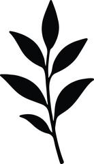 Silhouette simple black leaf branch botanical minimal vector illustrator