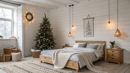 Cozy Holiday Room with Wool Throw and Dried Orange Ornaments