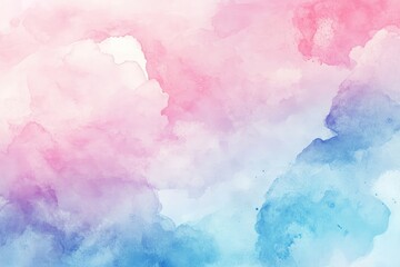 Abstract watercolor wash in soft pastel colors.  Blending of pink, purple, blue, and white creates a dreamy, ethereal effect