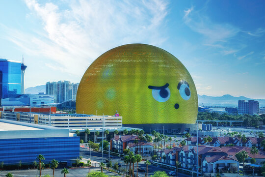 MSG Sphere in Las Vegas. The Sphere is a cutting-edge entertainment venue composed of 1.2 million lit-up LED lights for a unique visual experience.