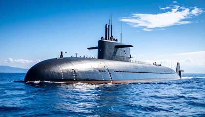 Fototapeta premium Modern submarine at sea (2)