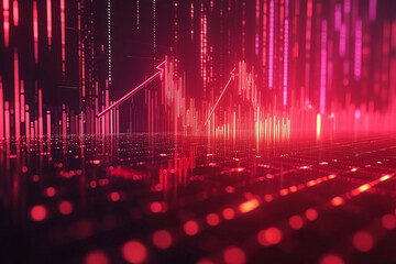 Abstract financial chart with upward arrows suggesting growth and success