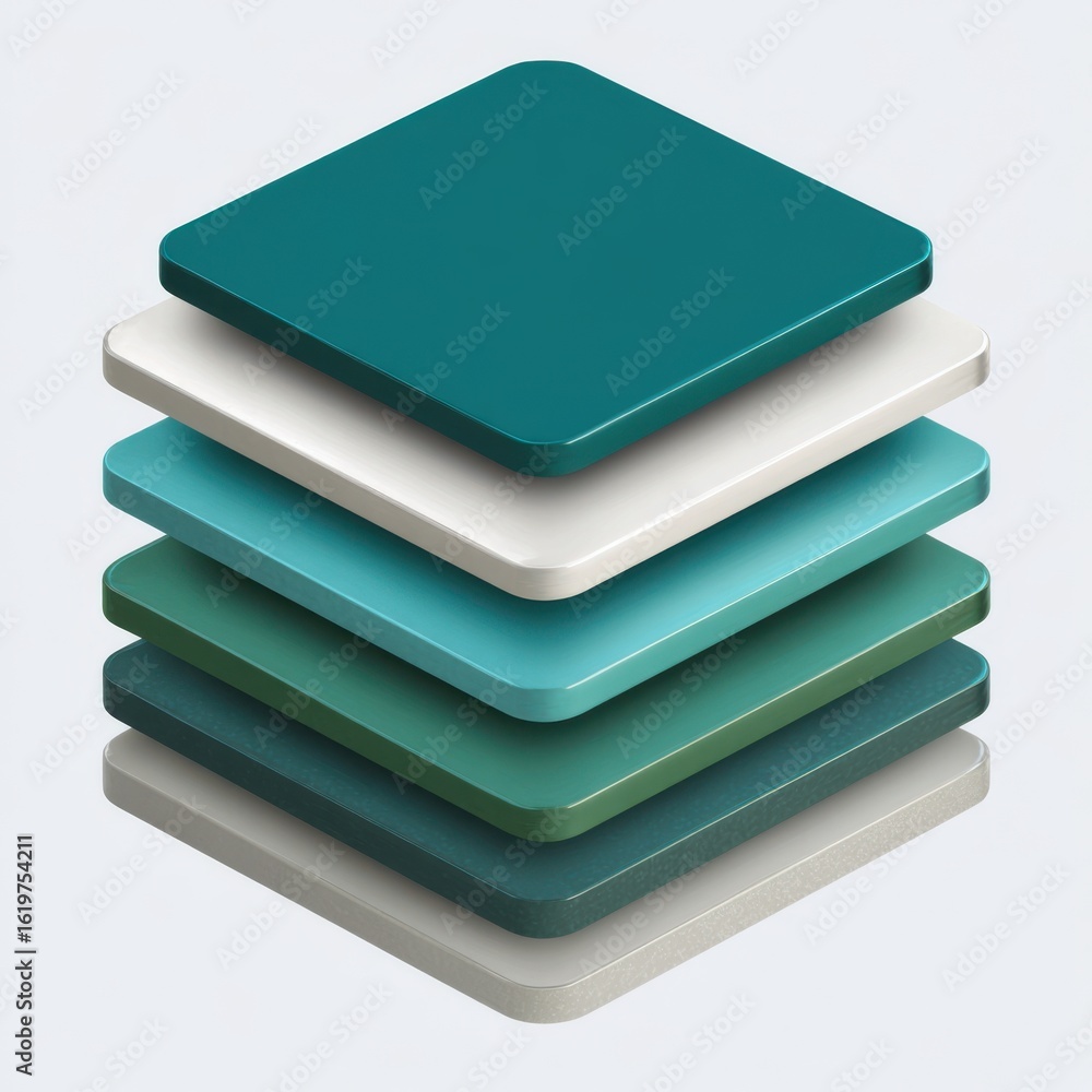 Poster ai generated image of a stack of colorful, rounded square layers