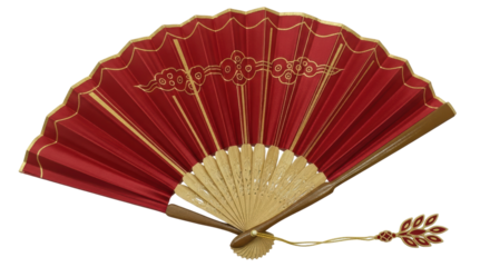 Isolated Red and Gold Chinese Fan
