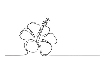 Single line hibiscus illustration – minimalist tropical flower sketch vector editable stroke