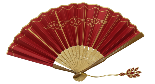 Isolated Red and Gold Chinese Fan