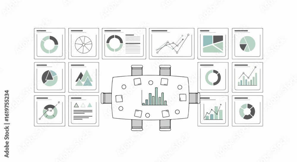 Aufkleber dynamic data analysis meeting visualizing growth and insights for strategic business planning succes
