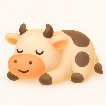 cow sleppy 3D glowing illustration 