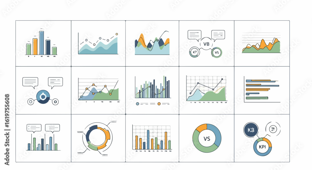 Poster professional data visualization graphs for business reports and presentations success analysis