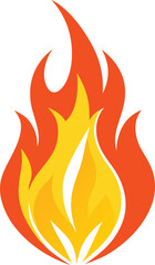 Vibrant stylized flames of fire in a classic emblematic design with yellow and orange hues