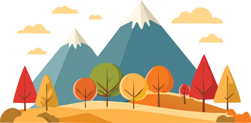 autumn landscape with trees and mountains